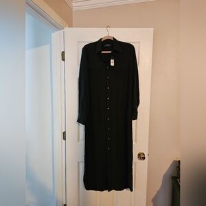 Polo Ralph Lauren Black Long Sleeve Shirt Dress 100% Silk